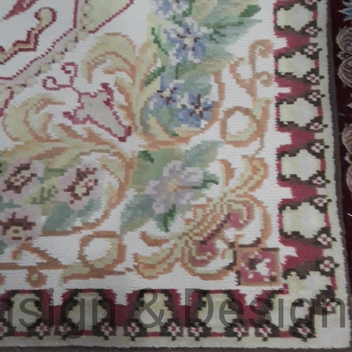 *RUNNER RUG WITH CREAM MAUVE YELLOW AND GREENS