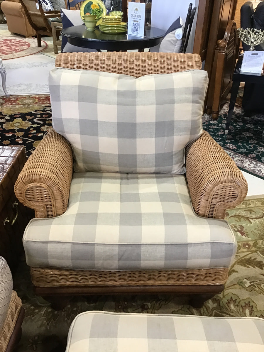 HENRY LINK CHAIR RATAN WITH CHECKERED PRINT