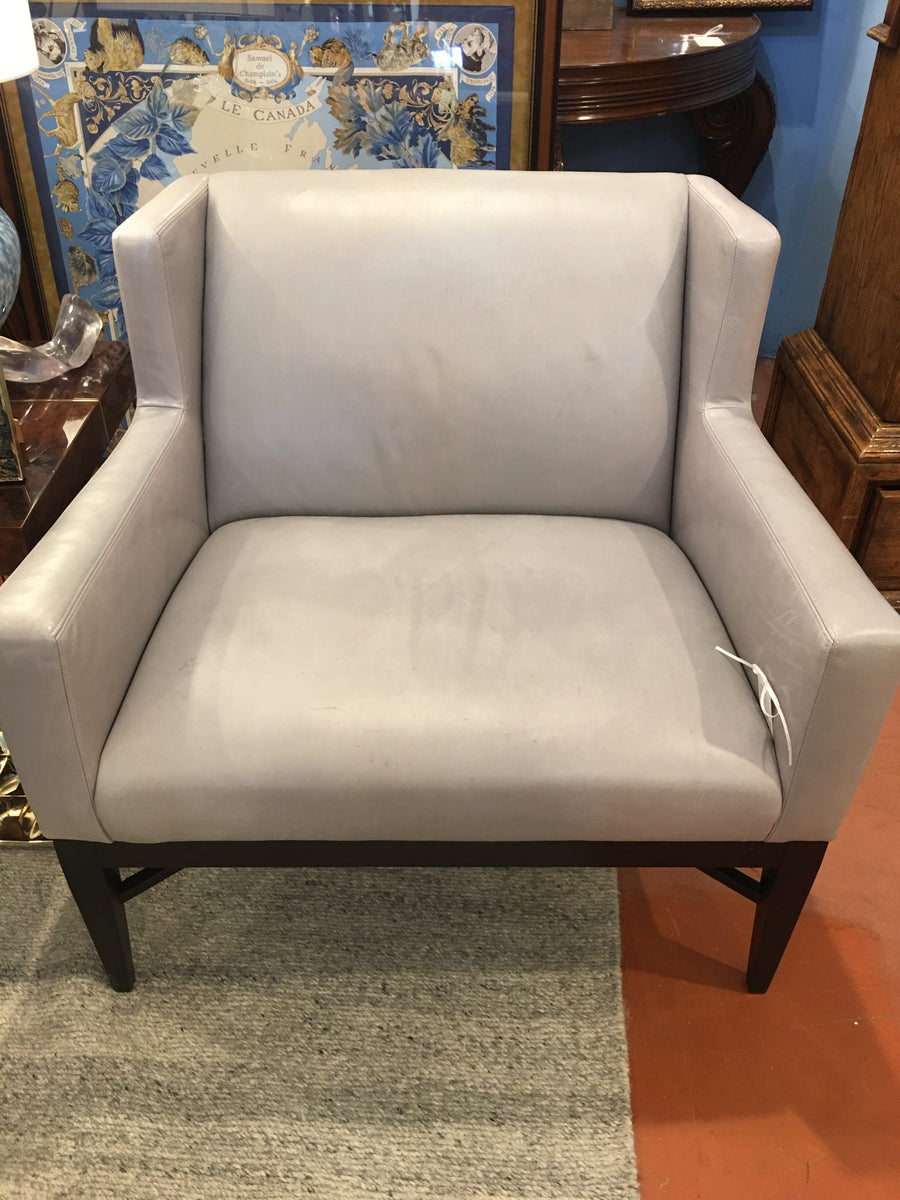 GRAY LEATHER CHAIR HICKORY