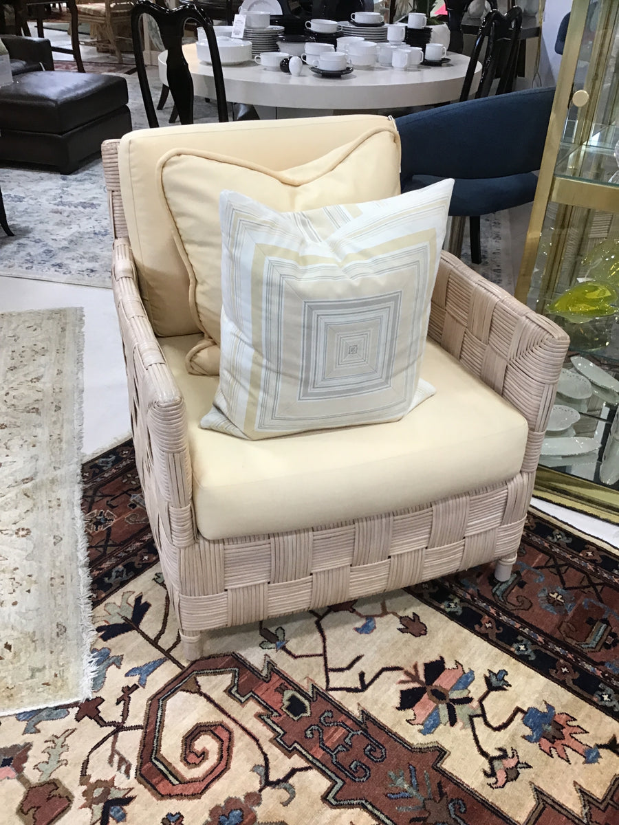 CHAIR WHITE WASH WOVEN BASKET WEAVE