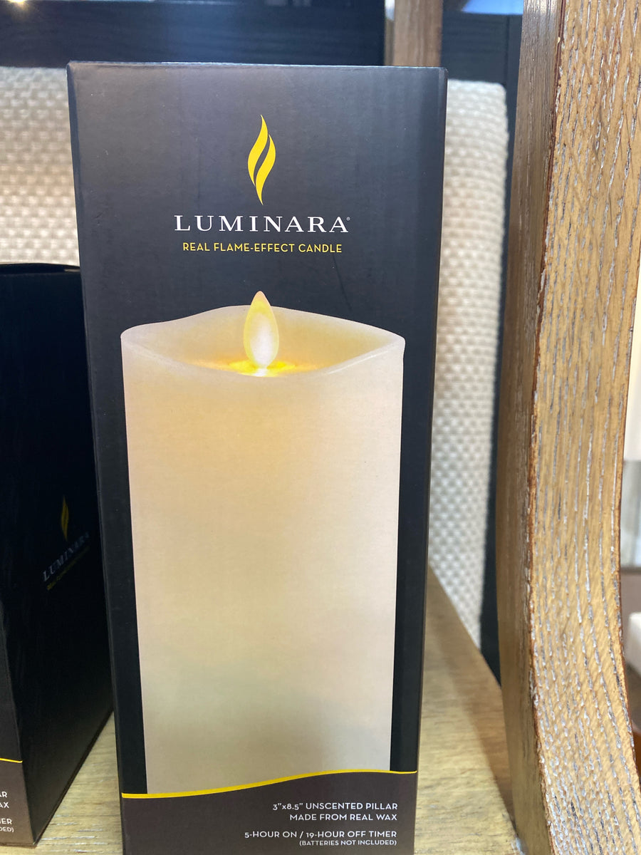 IVORY WAX LUMINARA CANDLE INDOOR PILLAR 3" x 8.5"