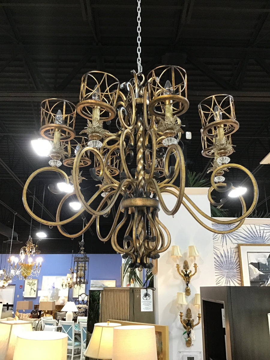 MINKA CHANDELIER GOLD COLORED WITH EIGHT LIGHTS