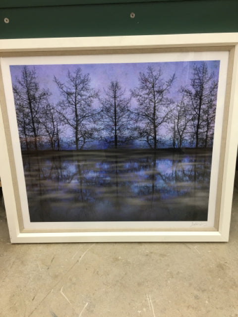 TROWBRIDGE PRINT LAKE TREES WITH WHITE FRAME