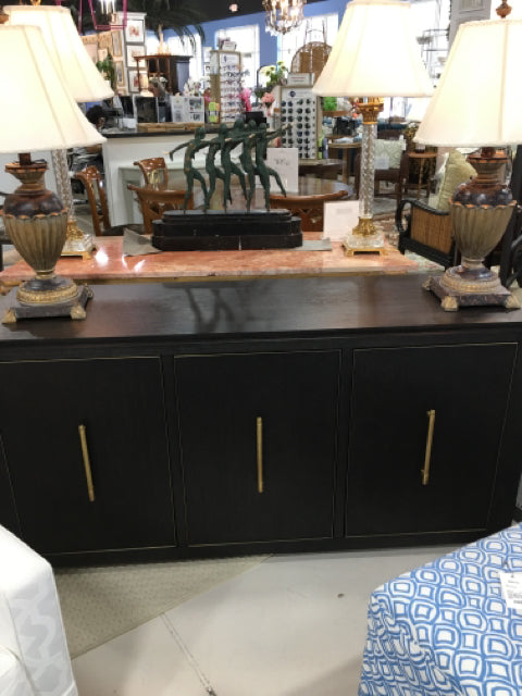 HOOKER CONSOLE 3 DOOR GOLD PULLS