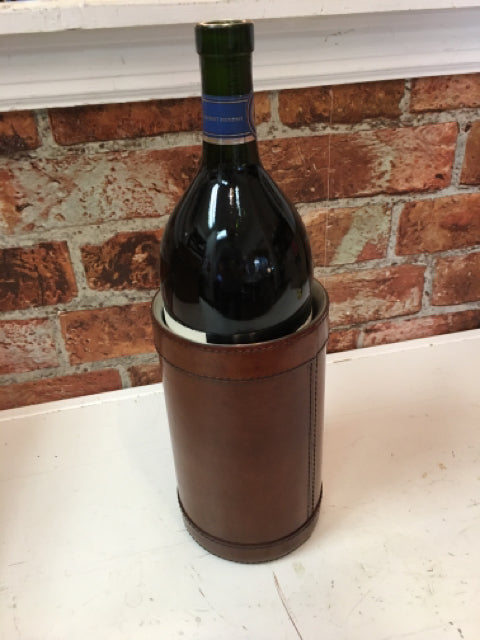 8" BROWN LEATHER WINE CHILLER