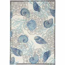 RUG INDOOR/OUTDOOR SHORE THING IVORY BLUE
