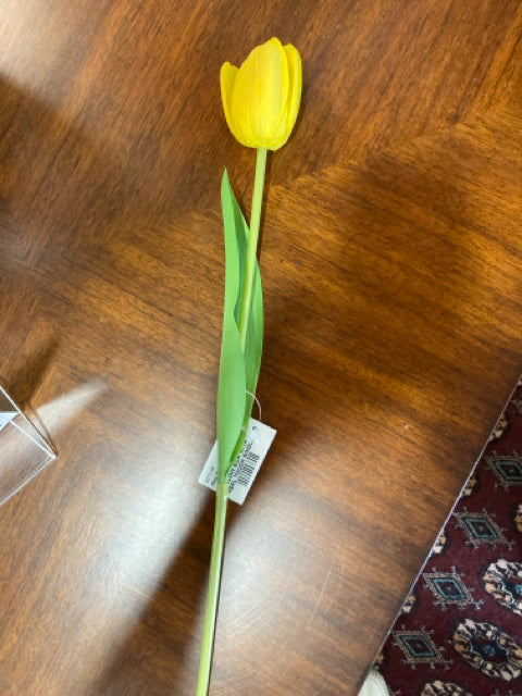 YELLOW SILK WITH REAL TOUCH SINGLE TULIP STEM