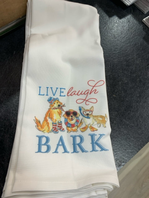 KITCHEN TOWEL LIVE LAUGH BARK  BLUE TAIL WAGGERS