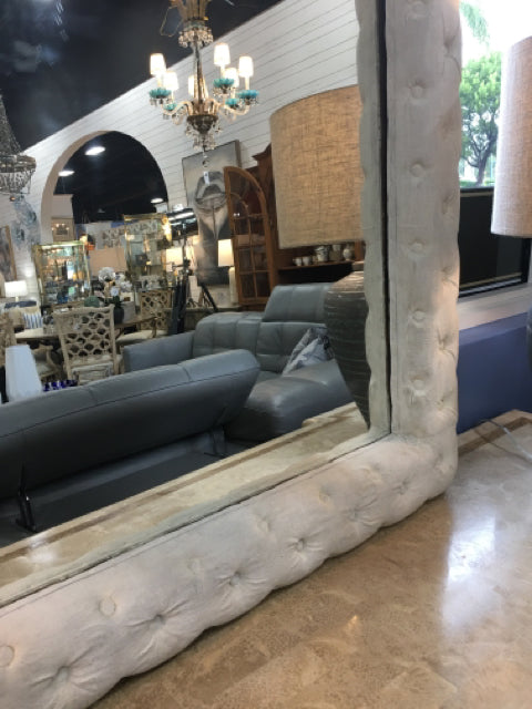 FRENCH HAND MADE MIRROR WHITE TUFTED