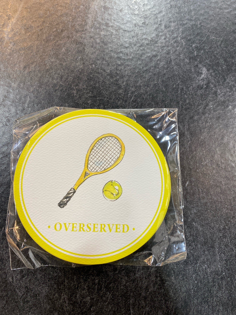 PAPER ROUND COASTERS TENNIS RACKET AND BALL