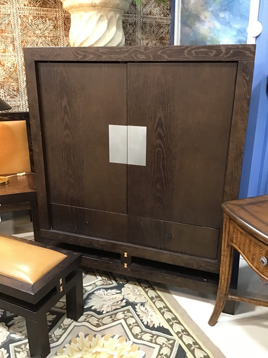 ARMOIRE DARK BROWN WITH SILVER COLORED DETAILS