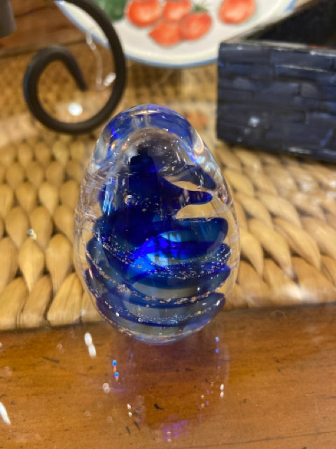 PAPERWEIGHT ROYAL BLUE OVAL 4" - Consign & Design - Consign & Design - clearance, PGA