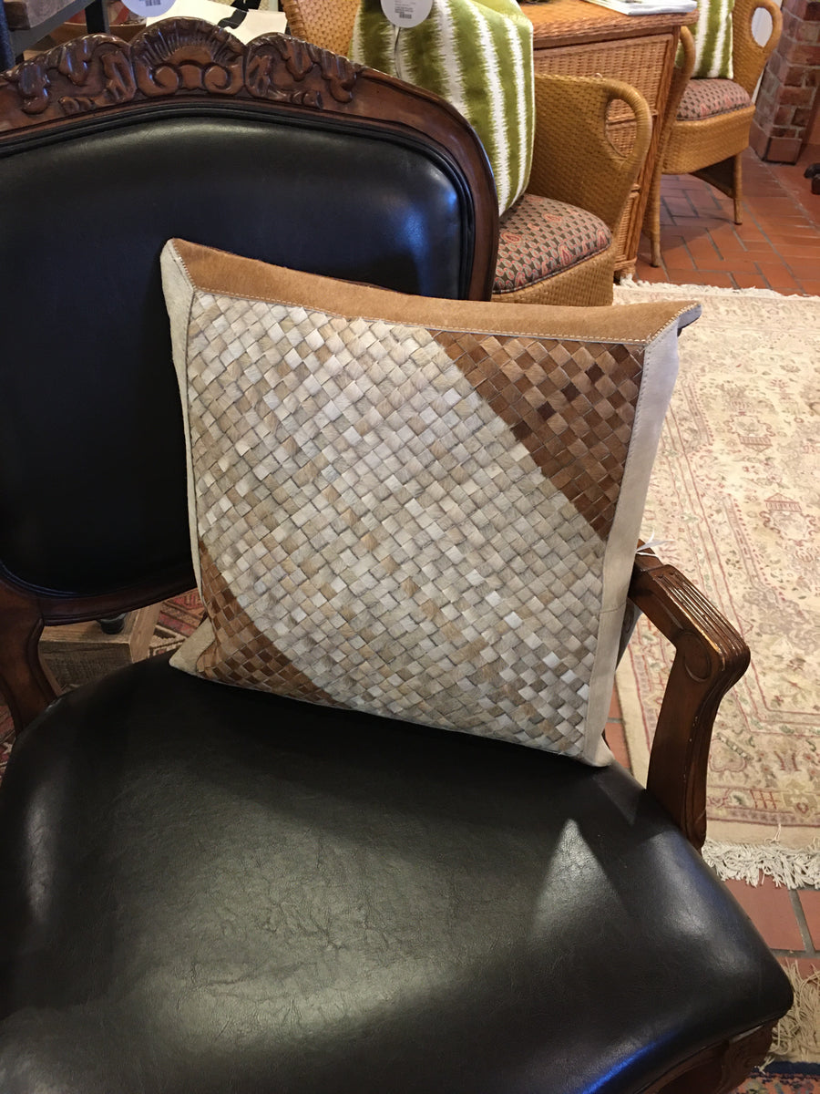 THREE TONE WOVEN HIDE PILLOW