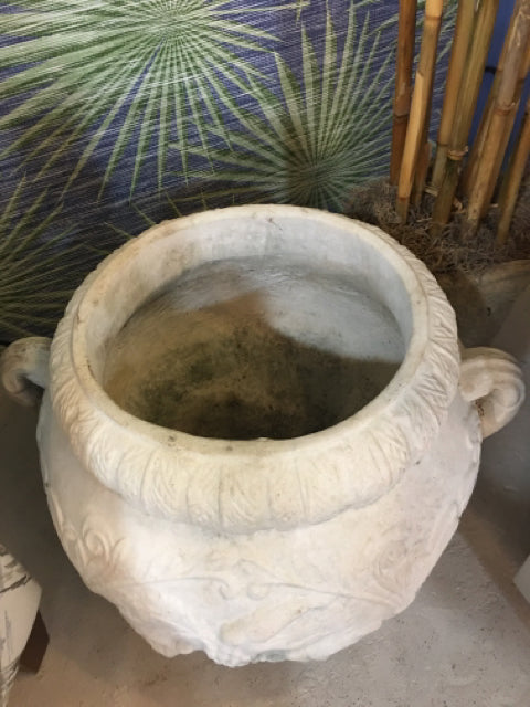 CONCRETE PLANTER CARVED WITH TWO HANDLES