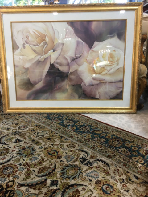 PRINT YELLOW ROSES WITH GOLD FRAME