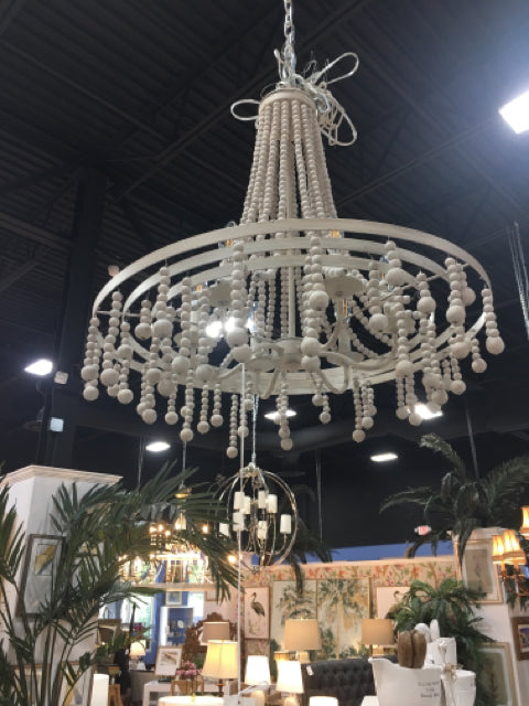 CHANDELIER SIX LIGHTS WITH WOODEN BEADS