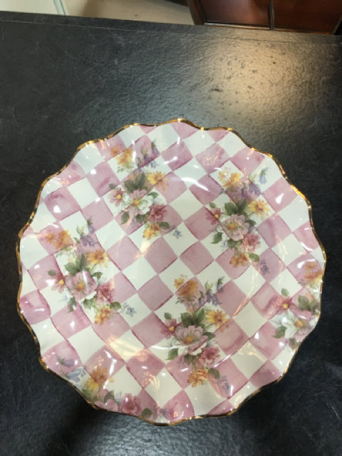 MACKENZIE CHILDS DINNER PLATE PINK CHECKS