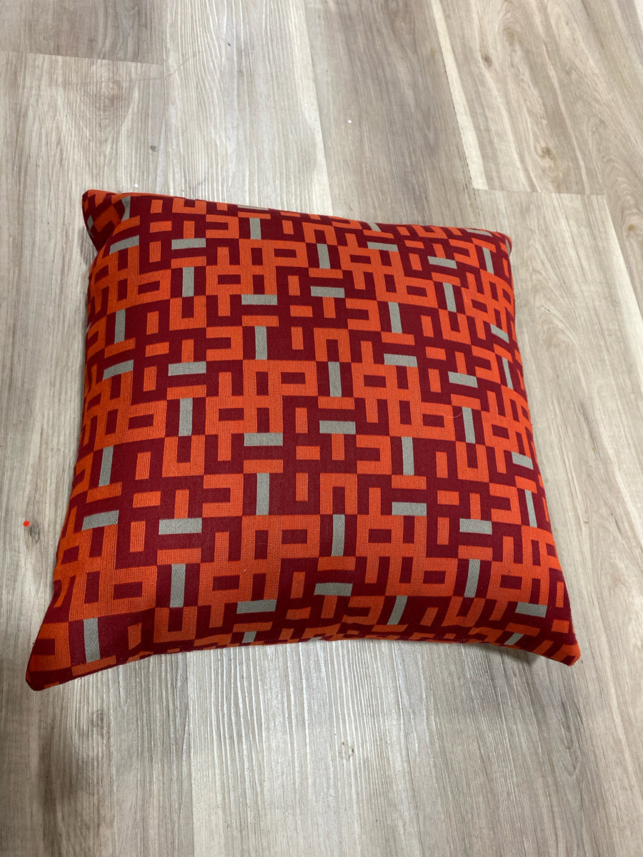 PILLOW RED ORANGE AND GREY