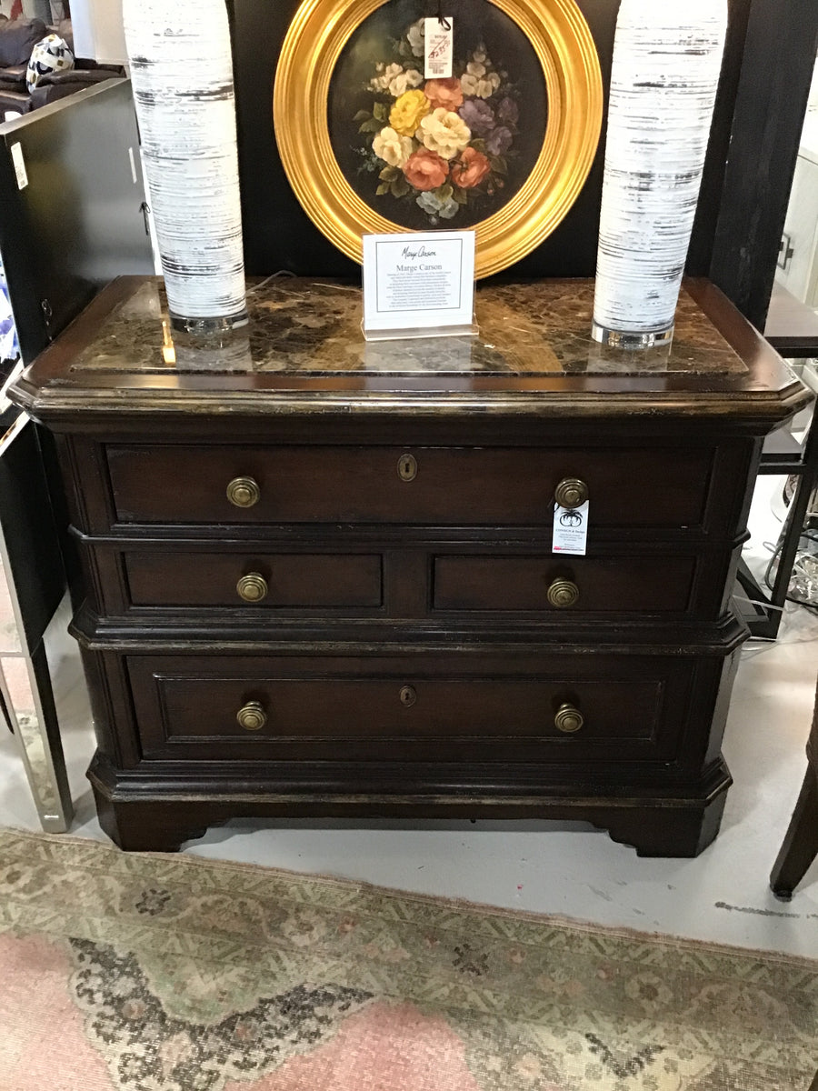 MARGE CARSON CHEST OF FOUR DRAWERS WITH MARBLE TOP